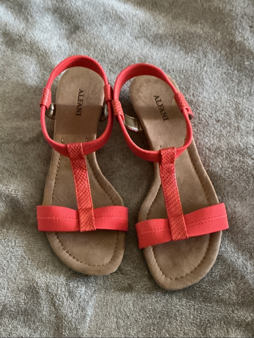 Alfani Kids Bright Coral T-Strap Sandals